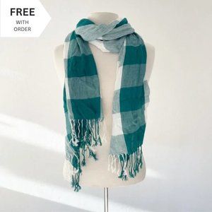 Forever 21 Plaid Green and White Scarf